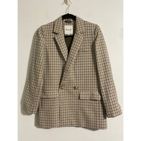 MADEWELL Dorset Oversized Double Breasted Plaid Blazer Preppy Clueless XS - Picture 2 of 14
